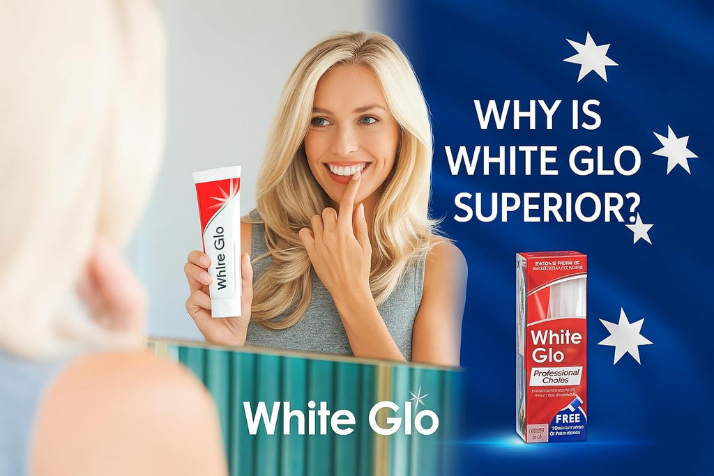 White Glo Professional Choice Extra Strength Whitening Toothpaste 100 ml & Toothbrush (with Sanitral 50 Pcs Dental Floss Stick Included as a Gift)
