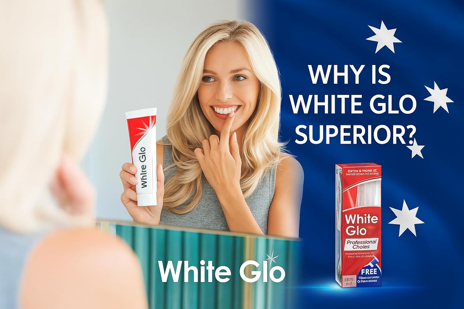 White Glo Professional Choice Extra Strength Whitening Toothpaste 100 ml & Toothbrush (with Sanitral 50 Pcs Dental Floss Stick Included as a Gift)