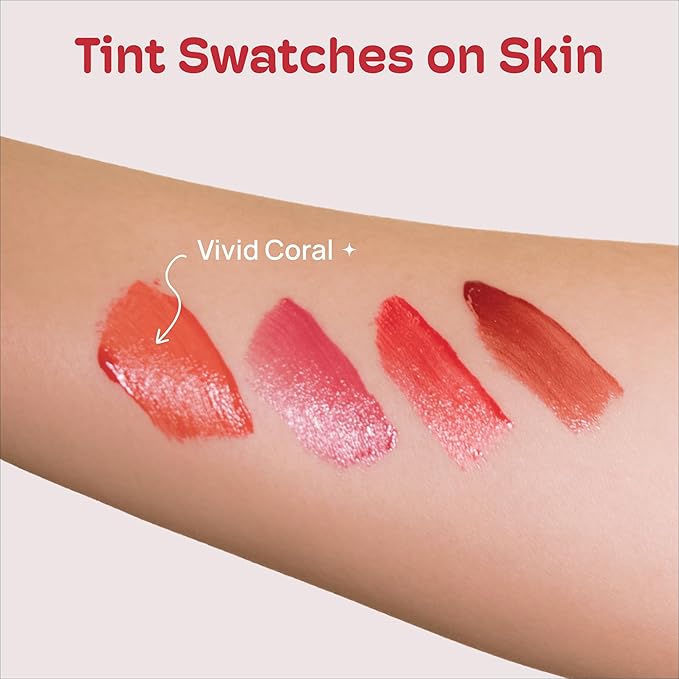 MIXIK Juicy Lip Tint, Hydrating Water-Based Lip Stain and Tint that feels light and fresh for Dewy and Radiant lips, Formulated with Blue Agave Extract for long lasting Moisturizing (Vivid Coral)