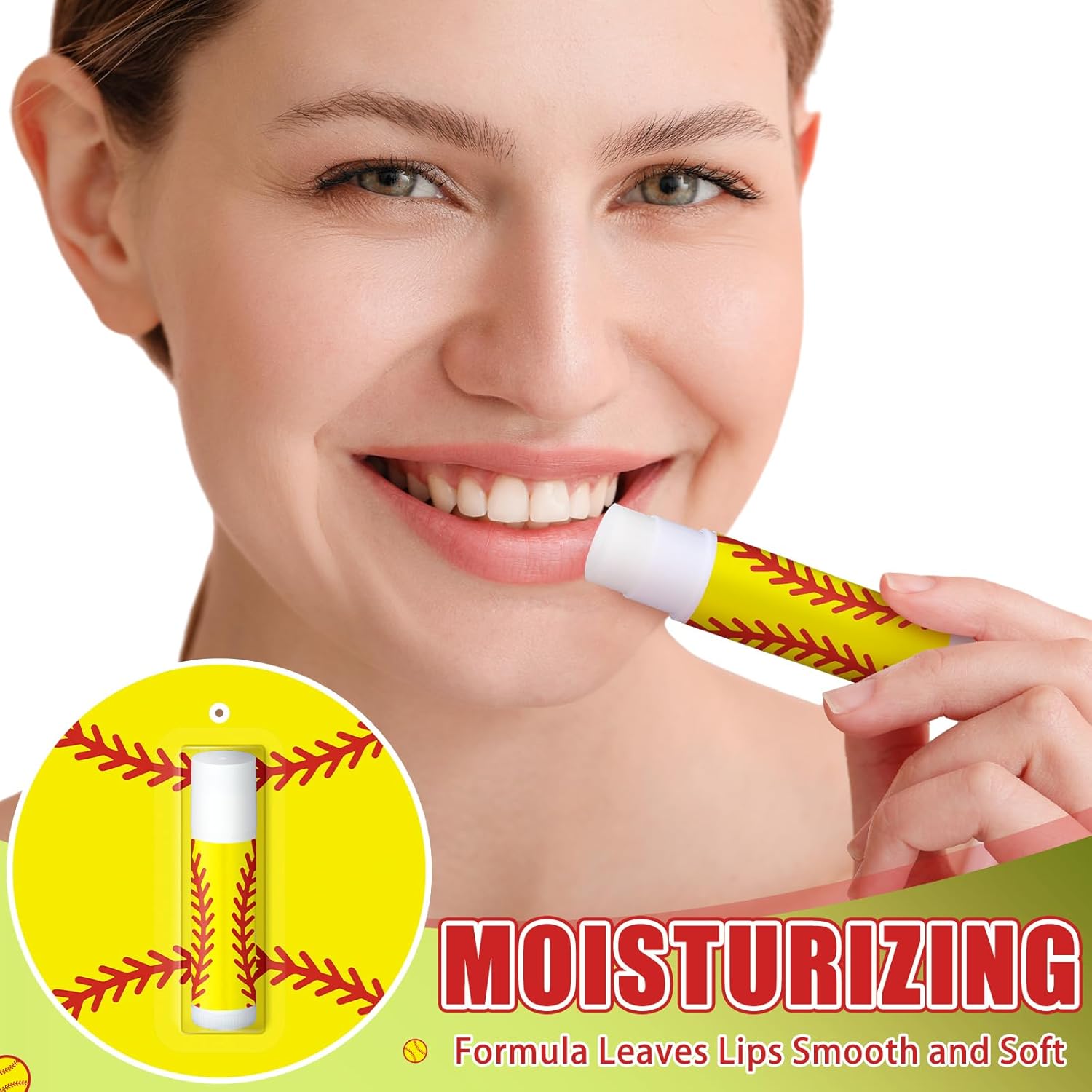 35 Pack Christmas Lip Balm Gifts Bulk Softball Natural Moisturizing Lipstick Set Christmas Gifts Softball Party Favors Sports Gift for Team Teen Adults Birthday Party Game Supplies Decorations