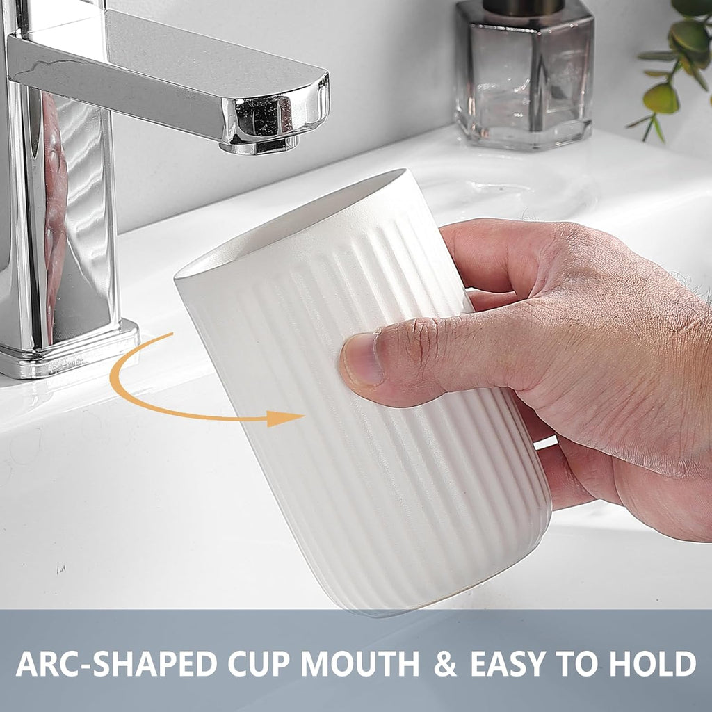 White Toothbrush Holders for Bathrooms - 1 Cups Ceramic Toothbrush Toothpaste Holders, White Bathroom Tumbler Cups Reusable Toothbrush Mouthwash Cup, Bathroom Counter Organizer.