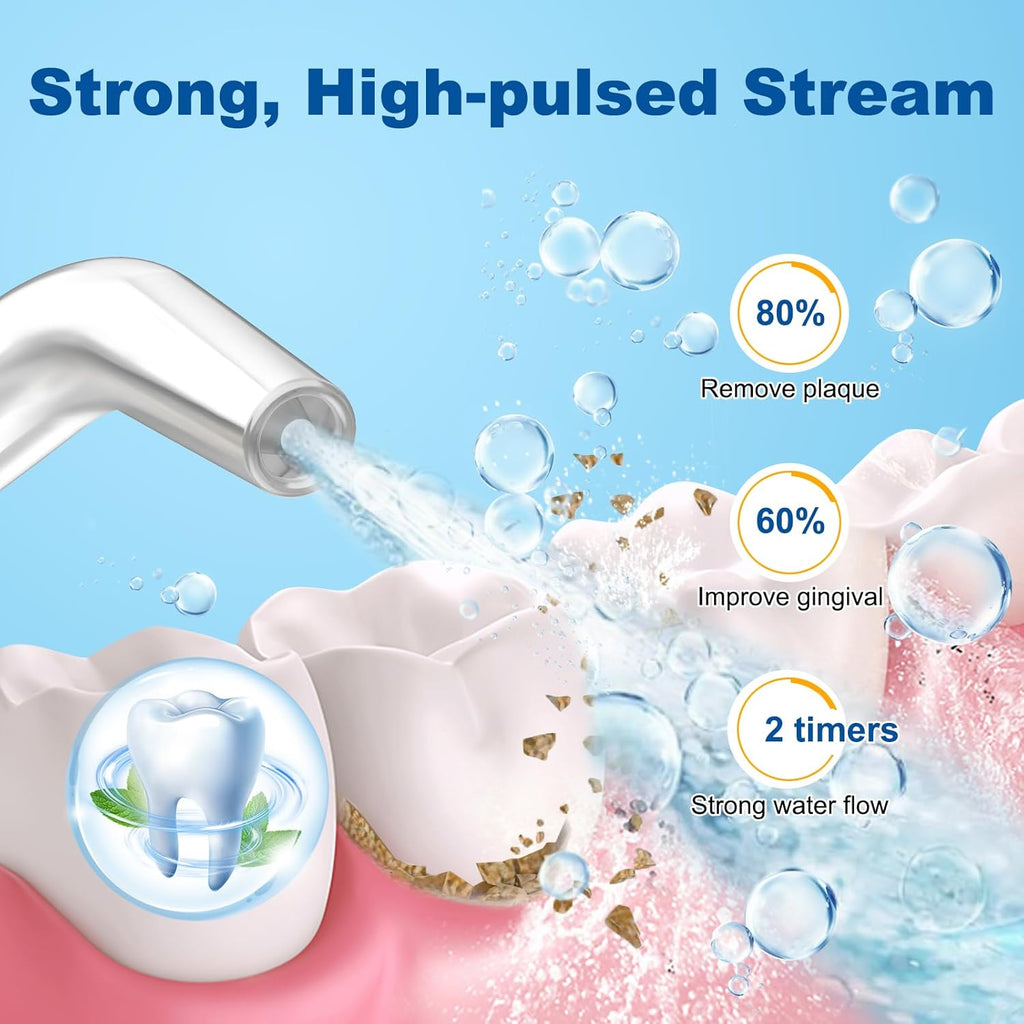 Water Flosser for Teeth, 300ML Cordless Oral Irrigator Rechargeable Dental Flosser Picks with 5 Modes 5 Jet Tips,IPX7 Waterproof Teeth Cleaner for Braces Gum Care, Home Travel Use
