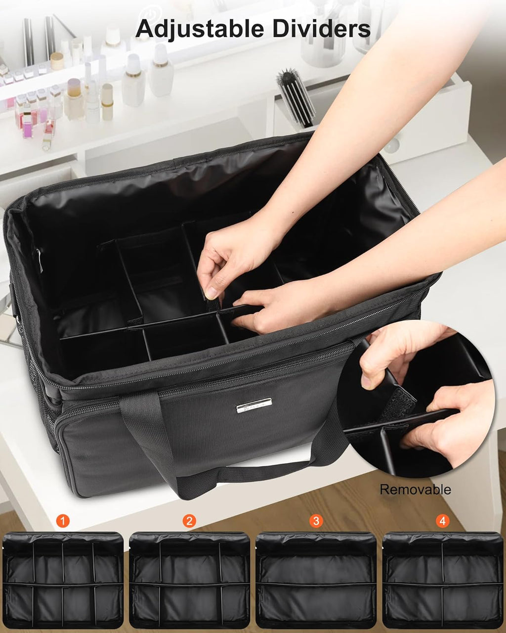 TANTO Extra Large Makeup Bag Travel Makeup Case Professional Makeup Artist Bag with 4 Clear Pouches Hairstylist Cosmetic Bag with Detachable Dividers and Shoulder Straps