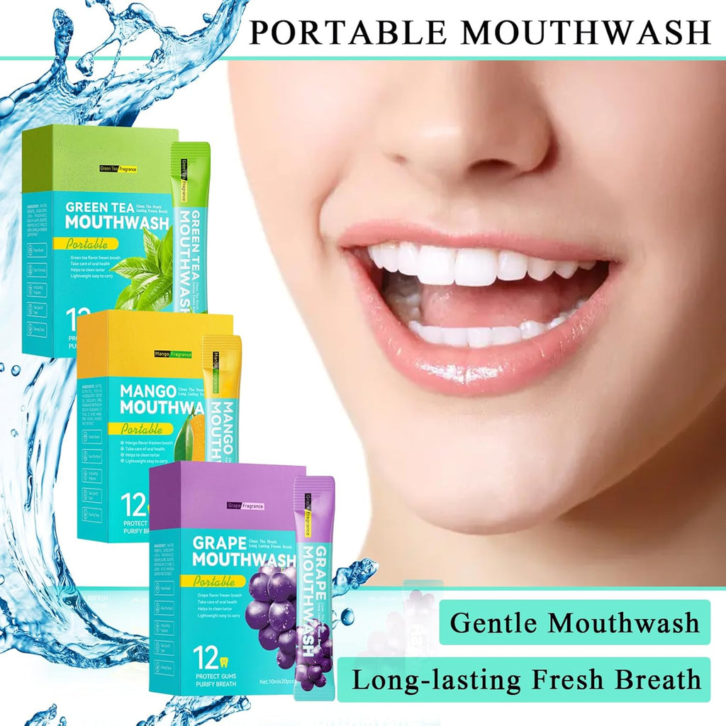 Travel Size Mouthwash,Mini Mouthwash Travel Size Bulk Portable Mouth Wash Set,Individual Small Travel Mouth Wash Packets for Fresh Breath(Pack of 60) J