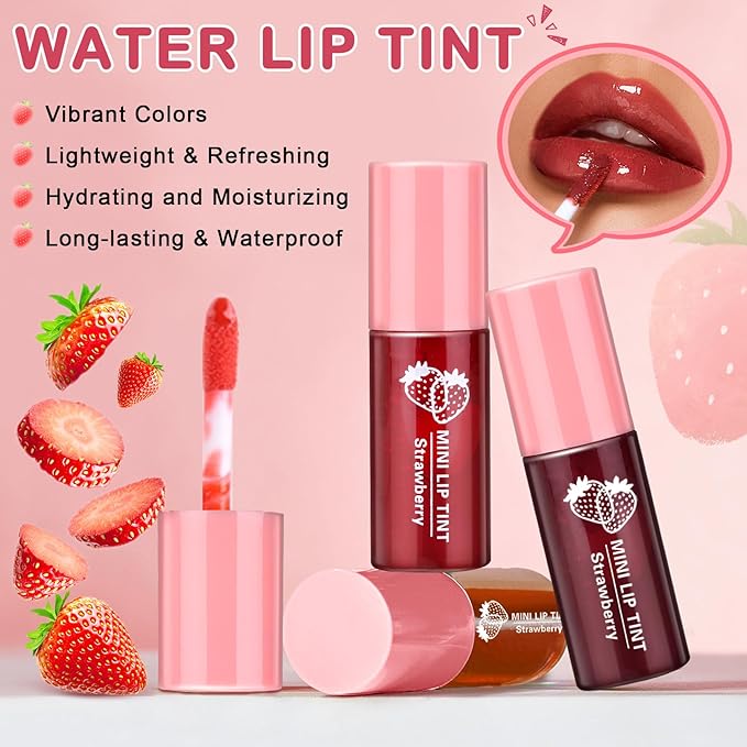 Lip Tint Stain,6 Colors Lip Stain Long Lasting Waterproof,Multi-use Lip and Cheek Stain,Mini Lipstain Liquid Lipstick,Lightweight tinta para labios,Moisturizing Red Lip Stain Set Lip Makeup