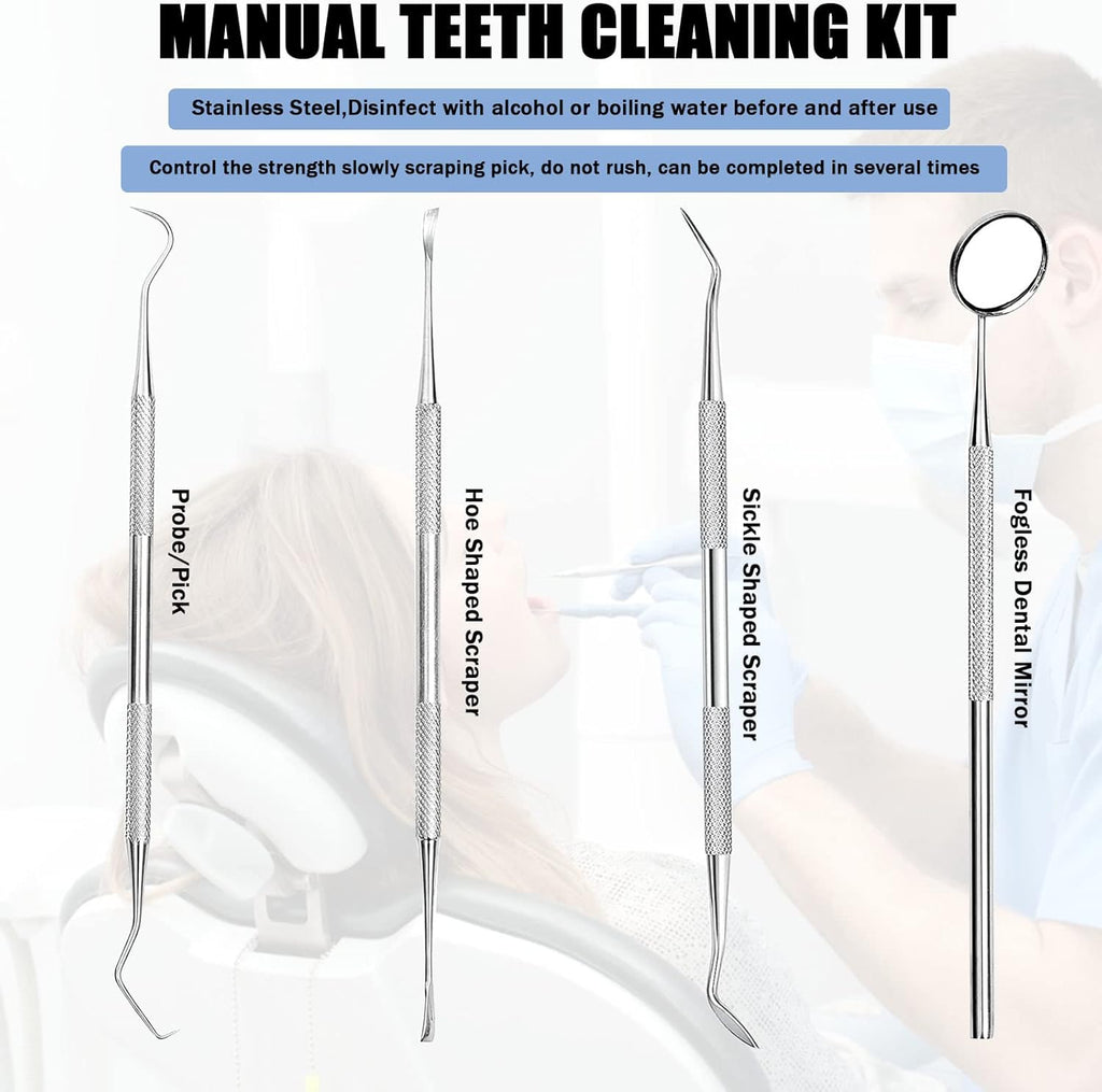 Dental Tools, Electric Tooth Polisher & Manual Teeth Cleaning Kit for Cleaning and Polishing of Tooth, All in One for Total Tooth Care, Removing Stains and Tartar & Brighten and Polish Teeth