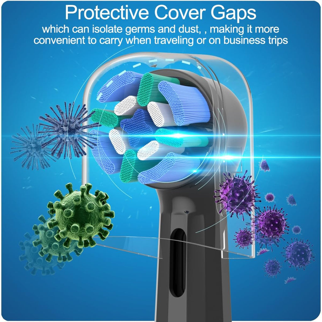 8 Pack Replacement Toothbrush Heads Compatible with Oral B iO, Brush Heads for Oral-B iO 2/3/4/5/6/7/8/9/10/7G Series, with Covers, Black