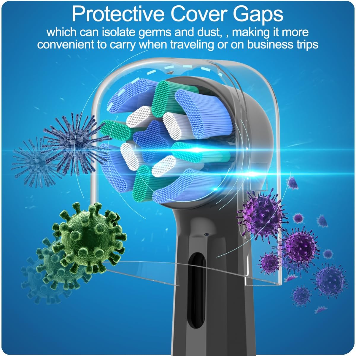 8 Pack Replacement Heads Compatible with Oral B iO Toothbrushes, Brush Heads for Oral-B iO 2/3/4/5/6/7/8/9/10/7G Series, with Covers, Black