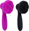 2 PC Silicone Facial Cleansing Brush Facial Scrubber Manual Exfoliating Facial Brush Face Cleanser Face Exfoliator Ultrafine Bristles for Sensitive Skin Easy to Clean Lather Well(Black&Purple)