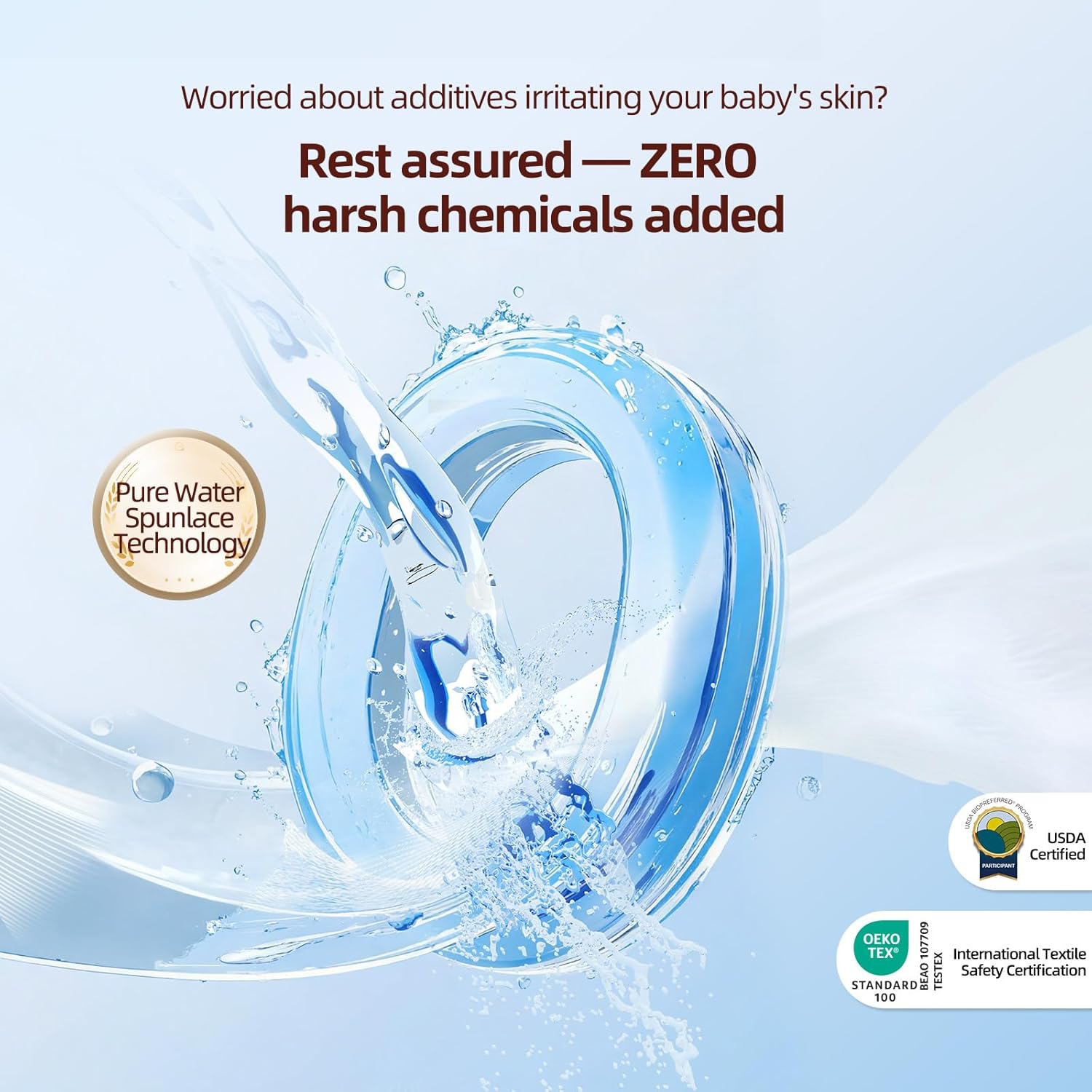 Winner 100% Cotton Dry Wipes, USDA Certified Baby Wipes, Soft & Gentle, Hypoallergenic & Unscented for Baby Sensitive Skin, Use Wet/Dry for Diaper Changes, Meals & Cleanup, 100ct, Pack of 1