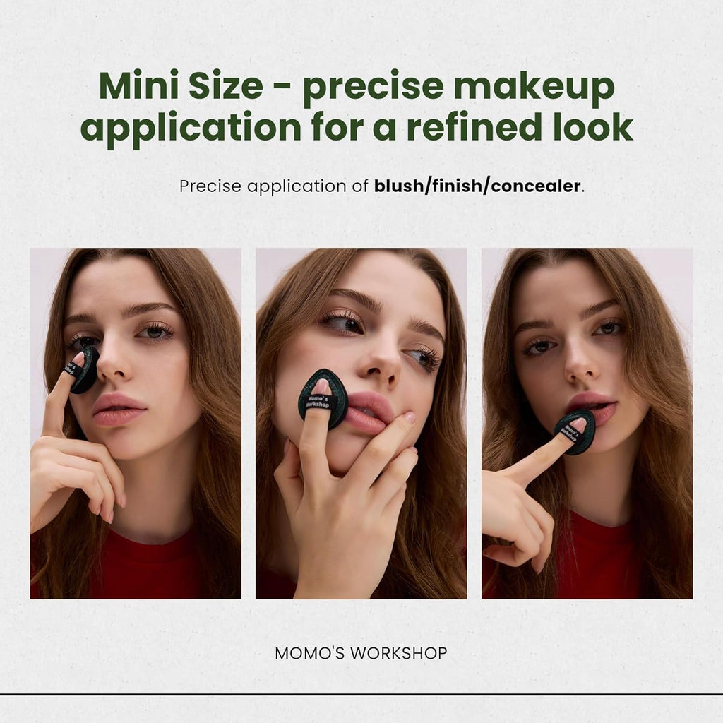 Mini Denim Makeup Sponge Set, Multi-Use Mini Makeup Blenders Sponge for Liquid/Cream/Concealer/Blush/Highlighter, Perfect for Detail Work & Travel,5PCS Mini Concealer Puffs with Storage Case