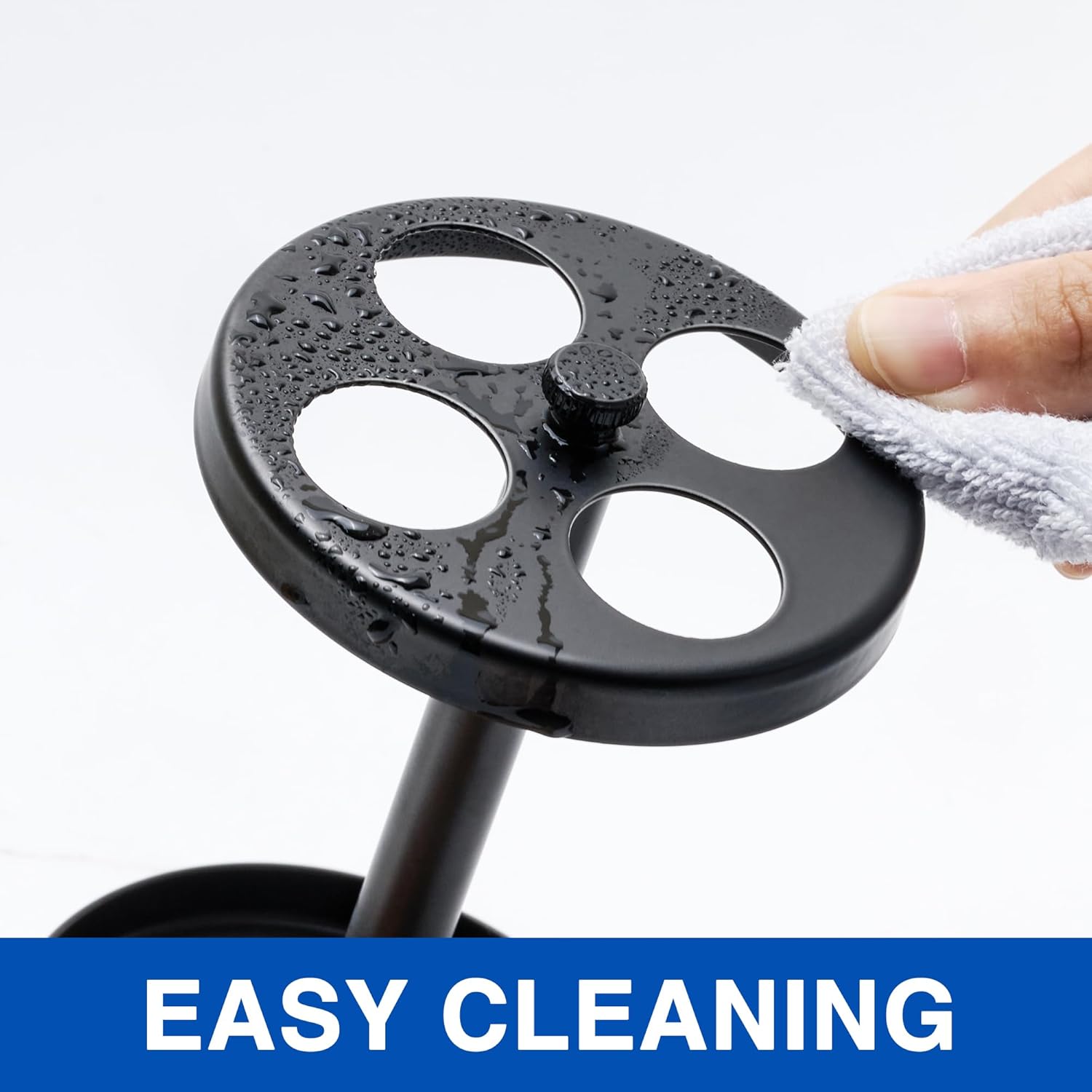 Black Stainless Toothbrush Holder Stand: Rustproof Bathroom Countertop Organizer, 4 Ventilated Slots Hold Manual Toothbrushes, Razor