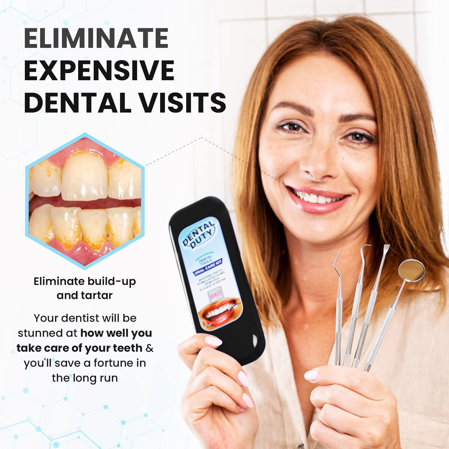 Dental Duty Dental Tools, Dental Pick for Teeth Cleaning Tools – Plaque Remover for Teeth with Teeth Cleaning Kit - Stainless Steel Dental Mirror for Teeth, Scraper and Scaler, (Black)