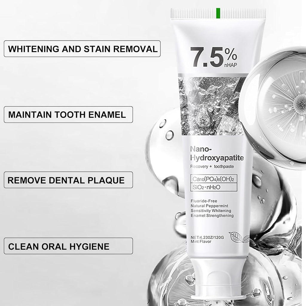 2PCS 7.5% Hydroxyapatite Toothpaste for Advanced Enamel Protection,Appropriate for Sensitive Teeth,Gentle and Effective Formula,Fresh Mint,4.23 oz