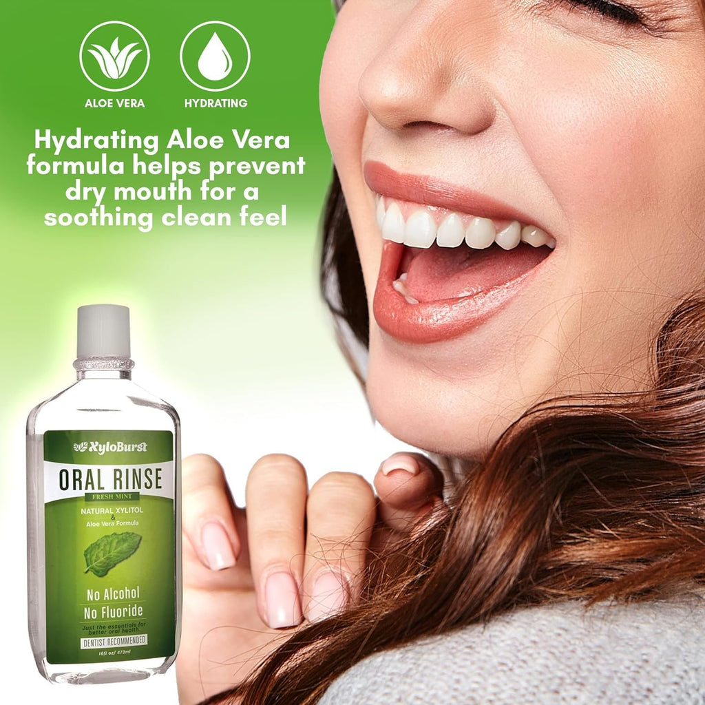 Xyloburst Oral Rinse Natural Mouthwash - Xylitol Mouthwash | Fluoride Free Mouth Wash | Alcohol Free Mouth Wash | Fresh Mint Mouth Rinse | SLS Free | 3-Pack