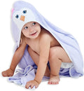 HIPHOP PANDA Hooded Towel - Rayon Made from Bamboo, Bath Towel with Bear Ears for Newborn, Babie, Toddler, Infant - Absorbent Large Baby Towel - Purple Penguin, 30 x 40 Inch