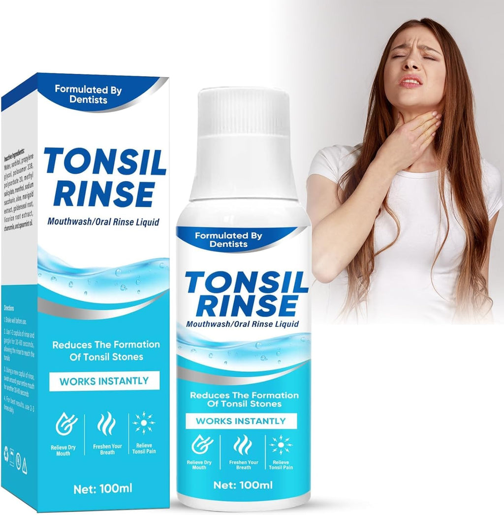 Tonsil Stone Mouthwash, Tonsil Stone Remover Oral Rinse Liquid Helps Soothe Tonsils, Eliminate Bad Breath, Mint Flavor Freshen Breath, Moisturize Mouth, 100ML