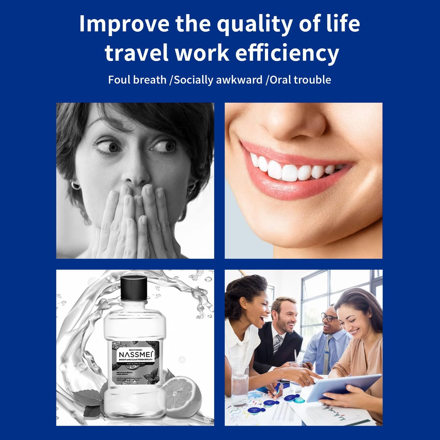 MySmile Water Flosser Mouthwash, Travel Size Concentrated Mouth Wash for Adults, 15x Concentrated Equals 200 FL oz, Alcohol Free for Bad Breath, Fresh Mint, (30 Uses, 0.06 fl oz)