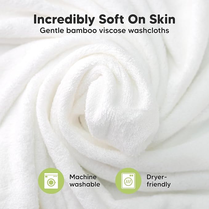 6-Pack Baby Washcloths - Soft Absorbent Viscose from Bamboo Wash Cloths for Babies, Kids, Toddlers, Infant, Newborn Bath Towels, Gentle on Sensitive Skin, 10x10 Reusable Face Towels (Toast)
