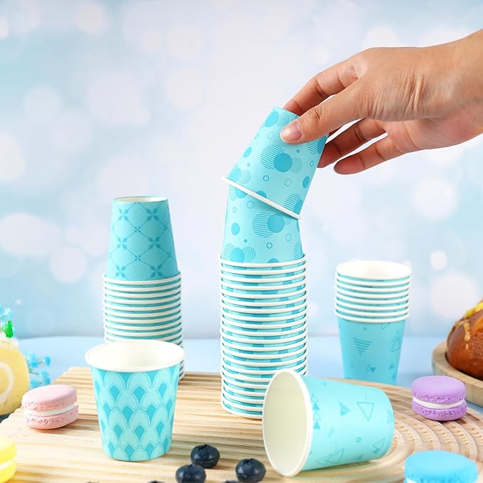 600Pcs 3oz Disposable Paper Bathroom Cups, Small Mouthwash Cups for Coffee Drinking, Bathroom, Home, Party, Office, Picnic, Travel and Events, Blue
