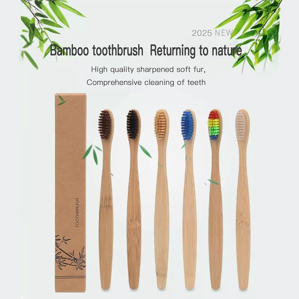 Bamboo Toothbrushes 10 Pack,Soft Toothbrushes for Adults,Plastic Free Toothbrush,Soft Bristled,Travel Tooth Brush,Eco Friendly Toothbrush,BPA Free,Natural Bamboo Tooth Brush(10 Colors)