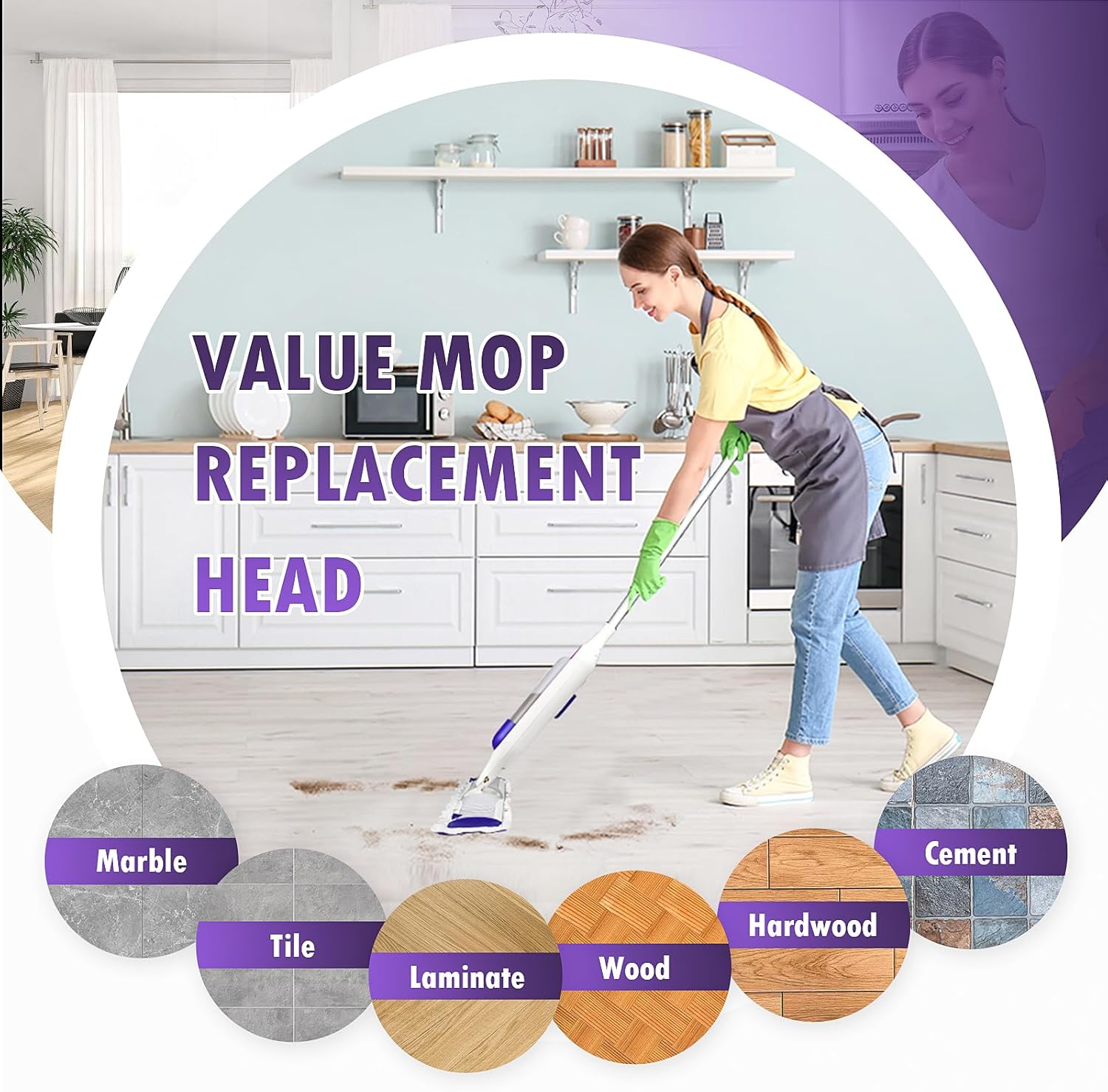 24 Pack Disposable Power Mop Pads Refills Compatible with Swiffer Power Mop Multi-Surface Replacement Mopping Refills Pads for All Hard Floor Cleaning