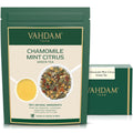 VAHDAM, Chamomile Mint Citrus Green Tea Leaves (50+ Cups, 3.5 oz) Essential Herbs | Green Tea Leaves, Chamomile, Peppermint, Spearmint, Orange Peels, Lemongrass | High Elevation Grown | Vacuum Sealed