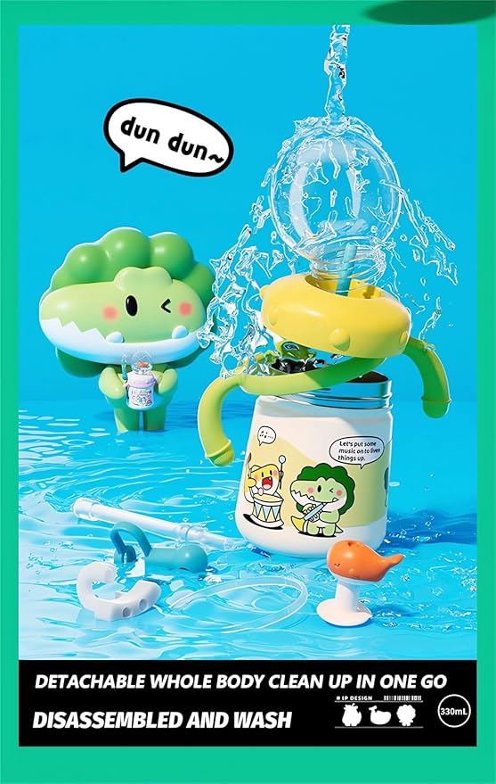 Stainless Steel Whale Fountain Tumbler with Handle 2025 Drinking Cup with Whale Squirt Insulated Travel Tumblers Kids Weighted Sippy Cup No Spill Cute Water Bottle with Lids and Straws Leak Proof (B1)