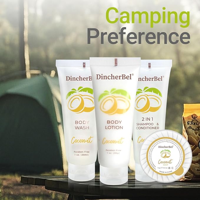 Hotel Amenities 200-Piece Travel Kit: Soap, Shampoo & Conditioner 2 in 1, Body Wash and Body Lotion Bulk Mini Kits for Toiletry Bags - Trial Size Bars & Sets