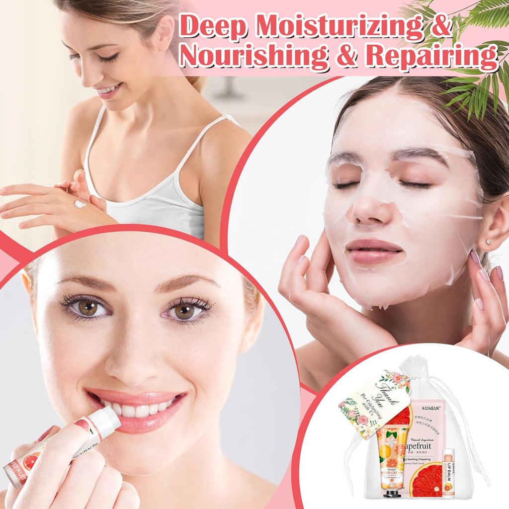 30 Pack Bulk Facial Mask, Bulk Hand Cream and Bulk Lip Balm Sets, Stocking Stuffers for Women, Thank You Gifts, Bridal Shower Favors and Christmas Gifts for Guests, Birthday Gifts, Small Gifts for Her