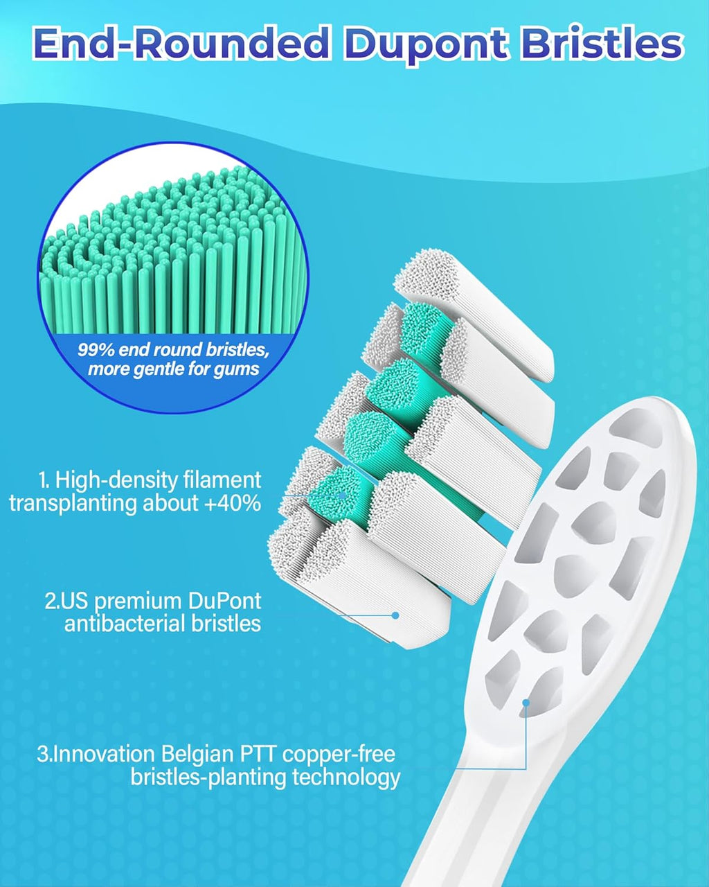 Replacement Toothbrush Heads Compatible with Philips Sonicare：5 Pack Soft Replacement Electric Brush Head Compatible with Phillips Sonicare Snap-on System