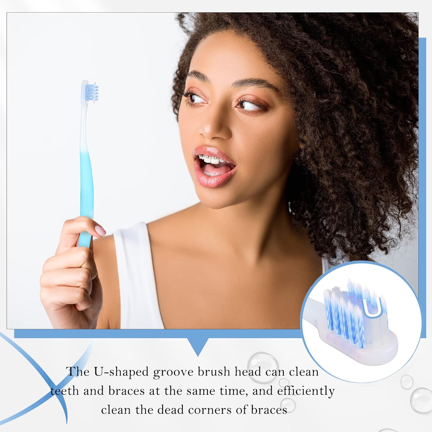 6 Pieces V Shaped Orthodontic Toothbrush for Brace with Brush Head 40 Pieces Interdental Brush Soft Bristle Braces Brushes for Cleaning Portable Toothbrushes for Braces(Medium,Orange)