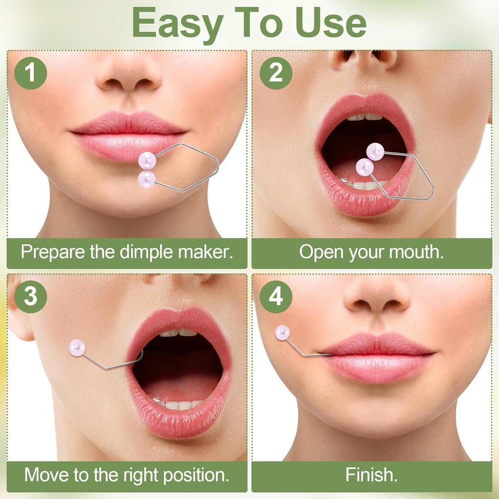 2pcs Natural Dimple Maker for Cheeks, Purple Facial Muscle Dimple Trainer Shaper, Facial Exerciser Tools for Beautiful Smile