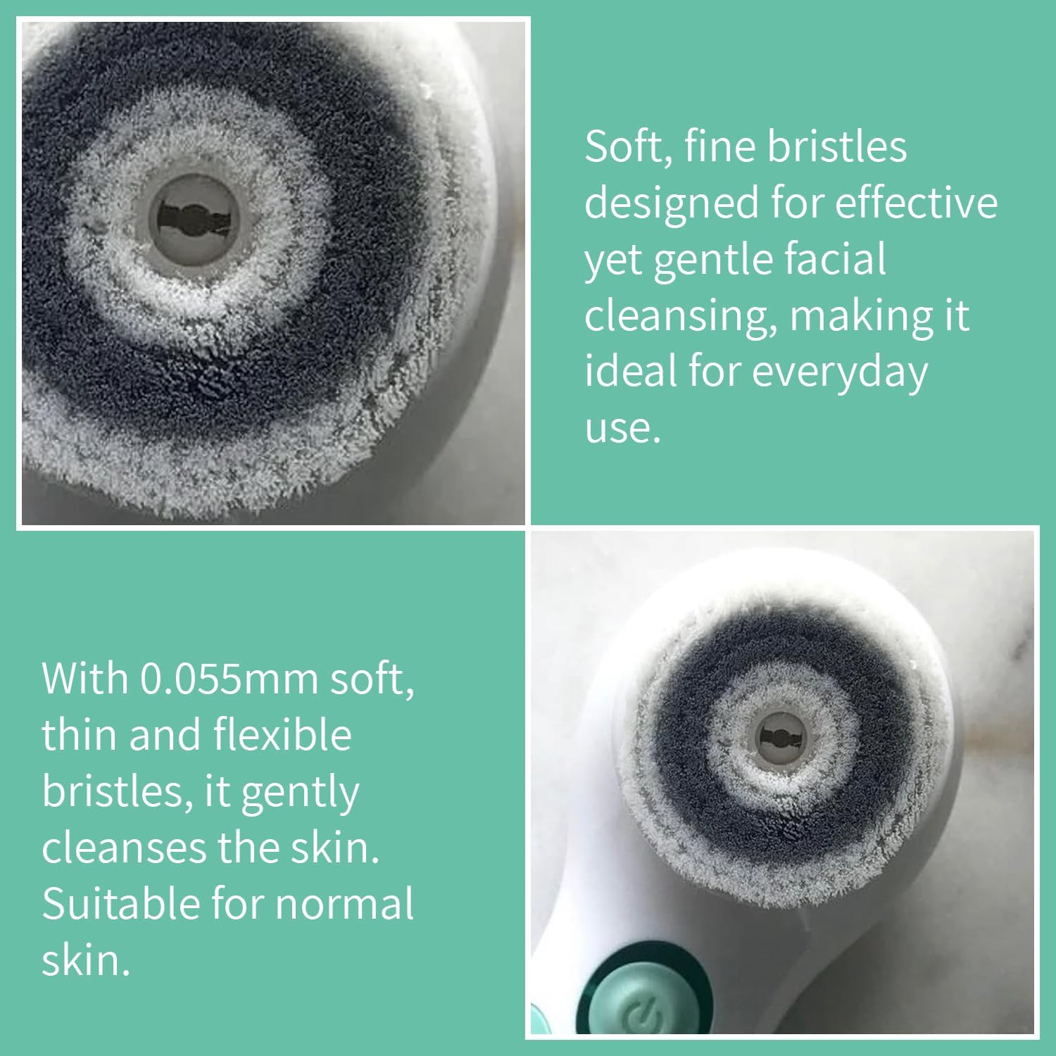 Daily Facial Brush Head Replacement, Soft Spinning Bristles for Gentle Cleansing, Compatible with Most Facial Cleansing Devices, Smooth, Radiant Skin Care Accessory