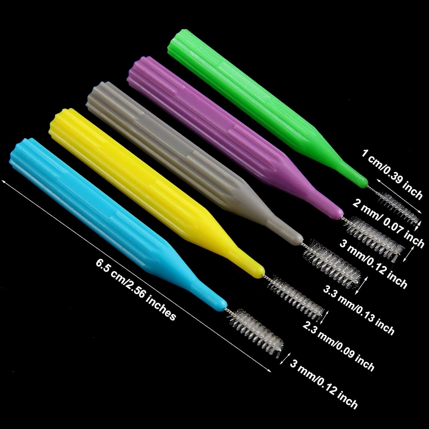 100 Pieces Braces Brush for Cleaner Interdental Brush Toothpick Dental Flossing Head Oral Hygiene Flosser Tooth Cleaning Tool (Light Blue, Yellow, Gray, Purple, Green)