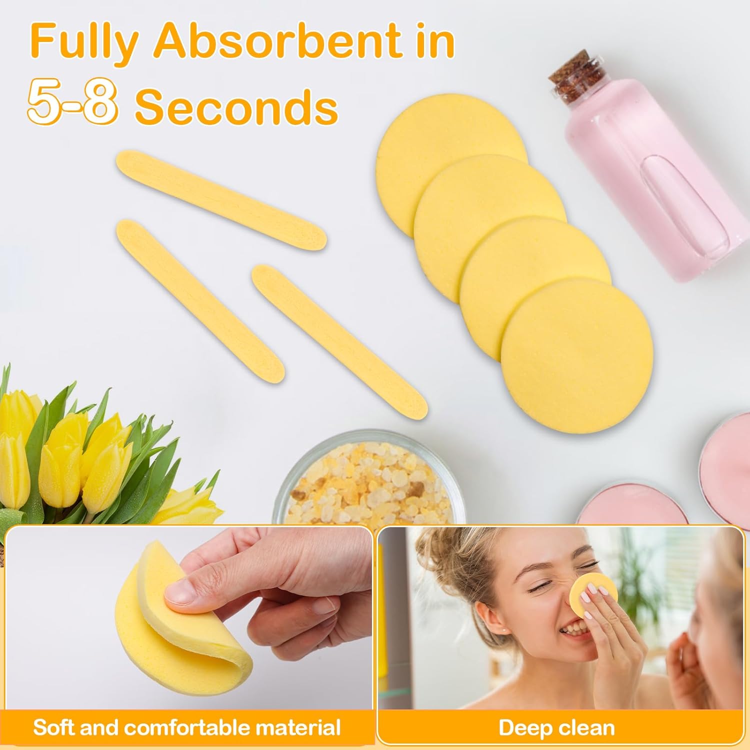 120 Pcs Facial Sponge Compressed, Luxiv Face Cleansing Sponge Estheticians Compressed Makeup Facial Sponge Round Wash Face Sponges for Women Compress Exfoliating Removal Sponge