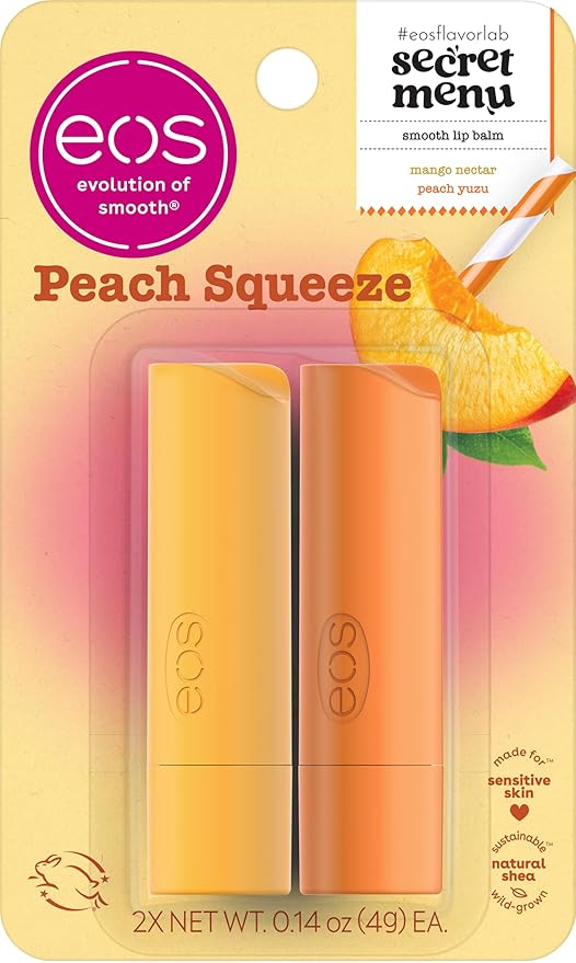 eos Flavor Lab Secret Menu Lip Balm - Peach Yuzu, Limited-Edition, Moisturizing, Hydrating for Dry Lips, Variety Pack, 0.14 oz, 2-Pack