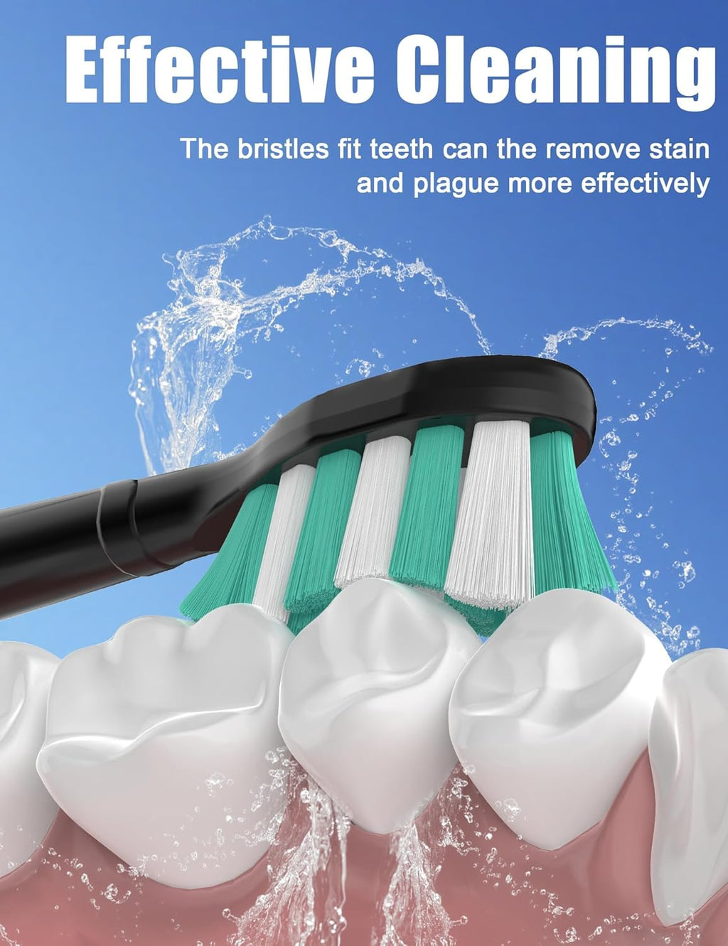 Toothbrush Replacement Brush Heads for Philips Sonicare C1 C2 ProtectiveClean 4100 5100, Electric Sonic Tooth Refill Head Plaque Control, 10 Pack, Black