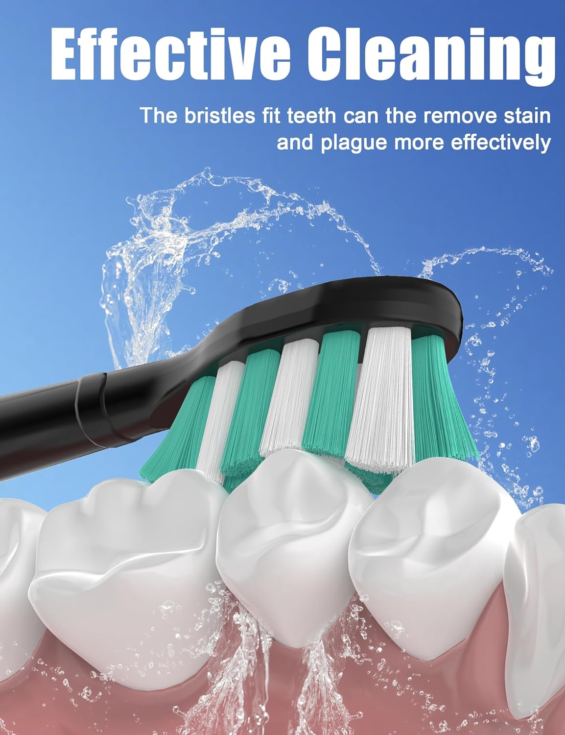 Toothbrush Replacement Brush Heads for Philips Sonicare C1 C2 ProtectiveClean 4100 5100, Electric Sonic Tooth Refill Head Plaque Control, 10 Pack, Black