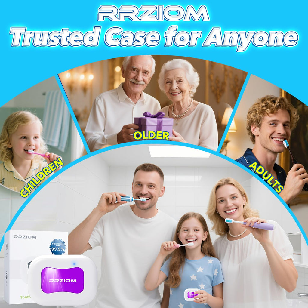 Toothbrush Sanitizer Case, RRZIOM Portable Toothbrush Covers Rechargeable, Rechargeable Toothbrush Cleaner Holder Case for Travel Home, Detachable Toothbrush Cover Cap for All Toothbrushes (White)