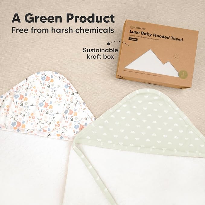 KeaBabies Hooded Baby Towel for Newborn - Viscose Derived from Bamboo Large Baby Bath Towels with Hood for Boys, Girls, Toddler, Extra Absorbent & Soft Newborn Bath Essentials (Rainbow, Regular)