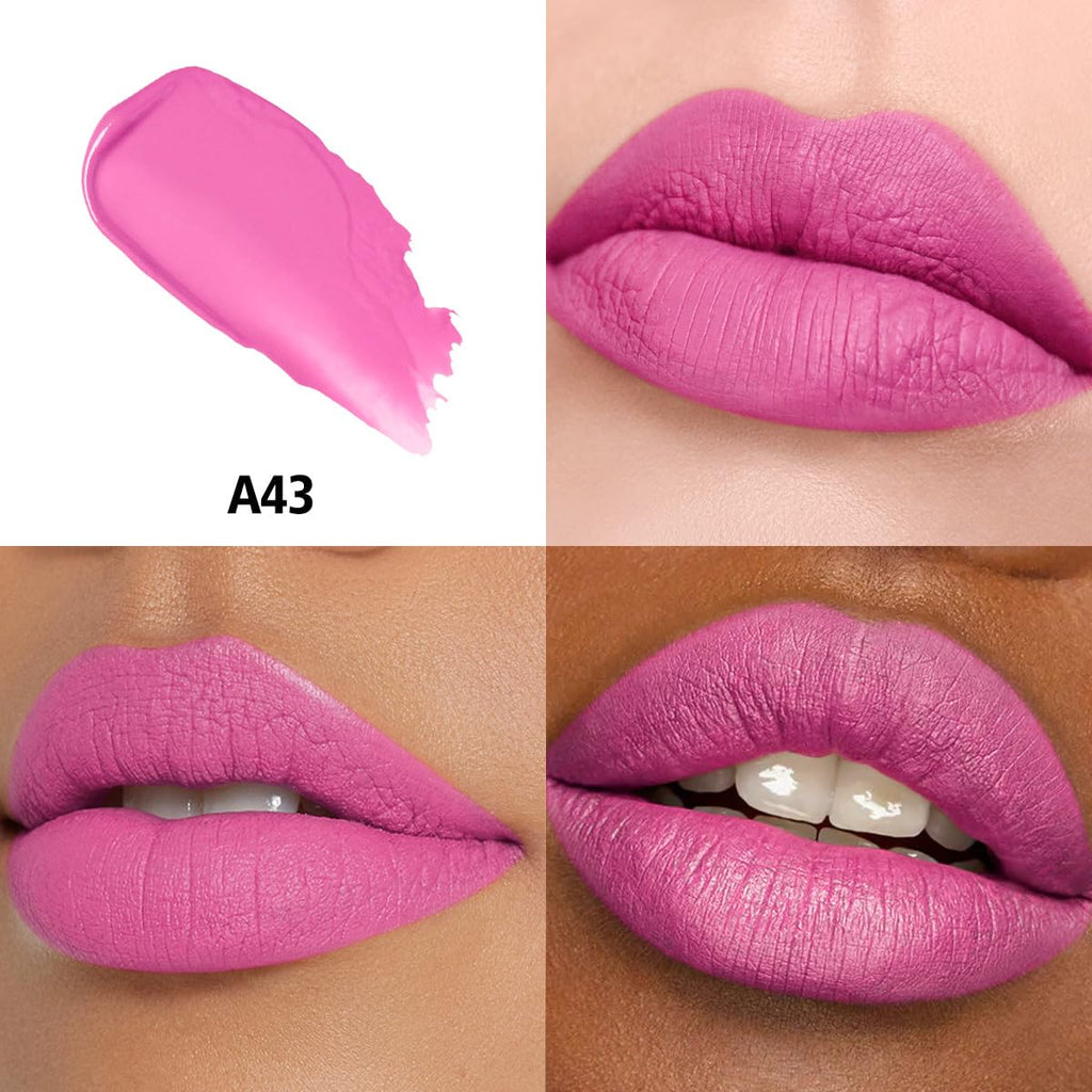 Pink Lipstick Long Lasting Lipsticks for Women Pigmented Smudgeproof Transferproof Vegan Cruelty Free Lip Makeup, A43 Life in Pink