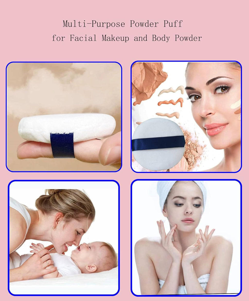 Powder Puff - 3.15 Inch Ultra Soft Washable Velour Makeup Powder Puffs for Face Powder, Setting powder, Body powder, Loose Powder, Other powders