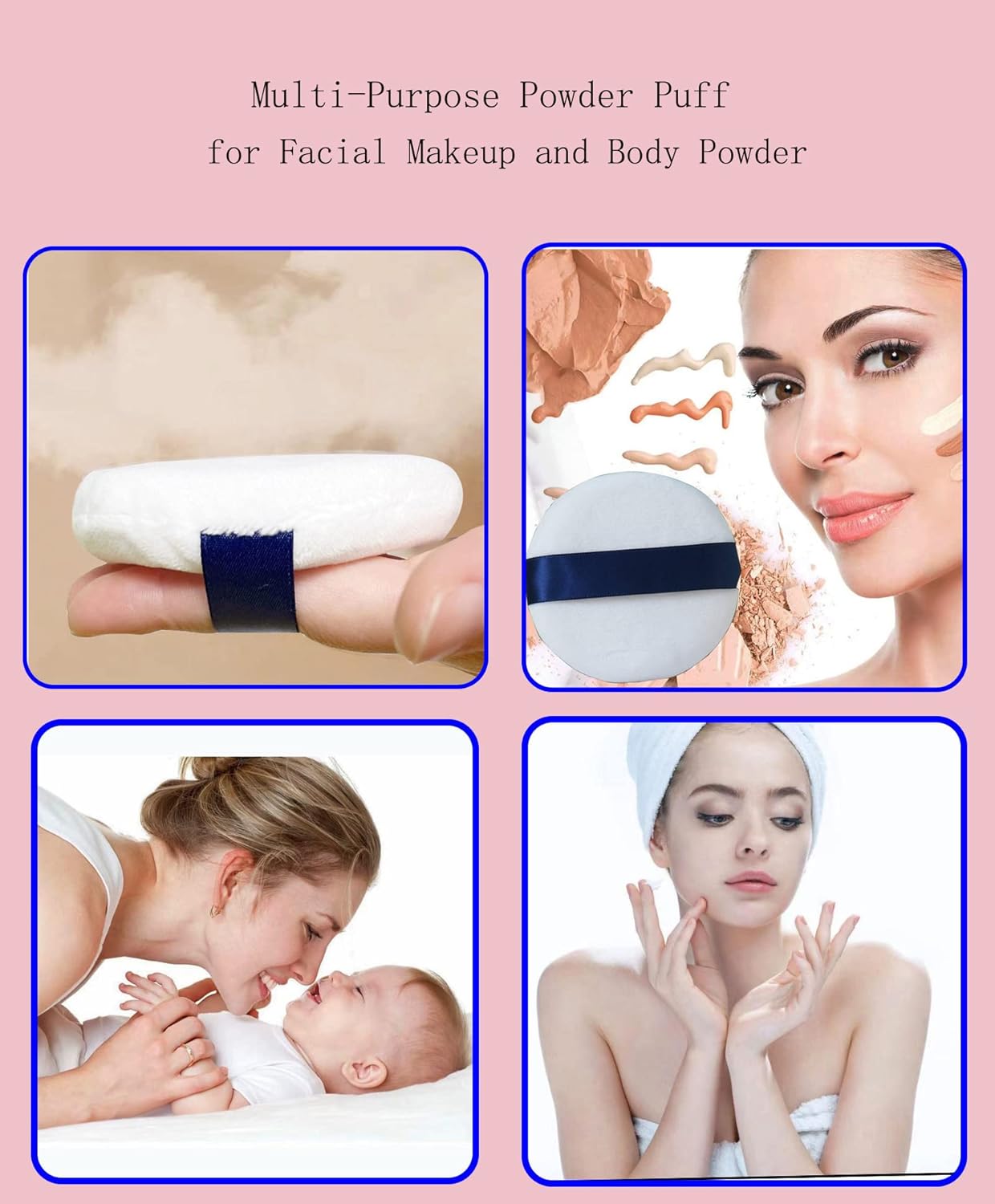 Powder Puff - 3.15 Inch Ultra Soft Washable Velour Makeup Powder Puffs for Face Powder, Setting powder, Body powder, Loose Powder, Other powders