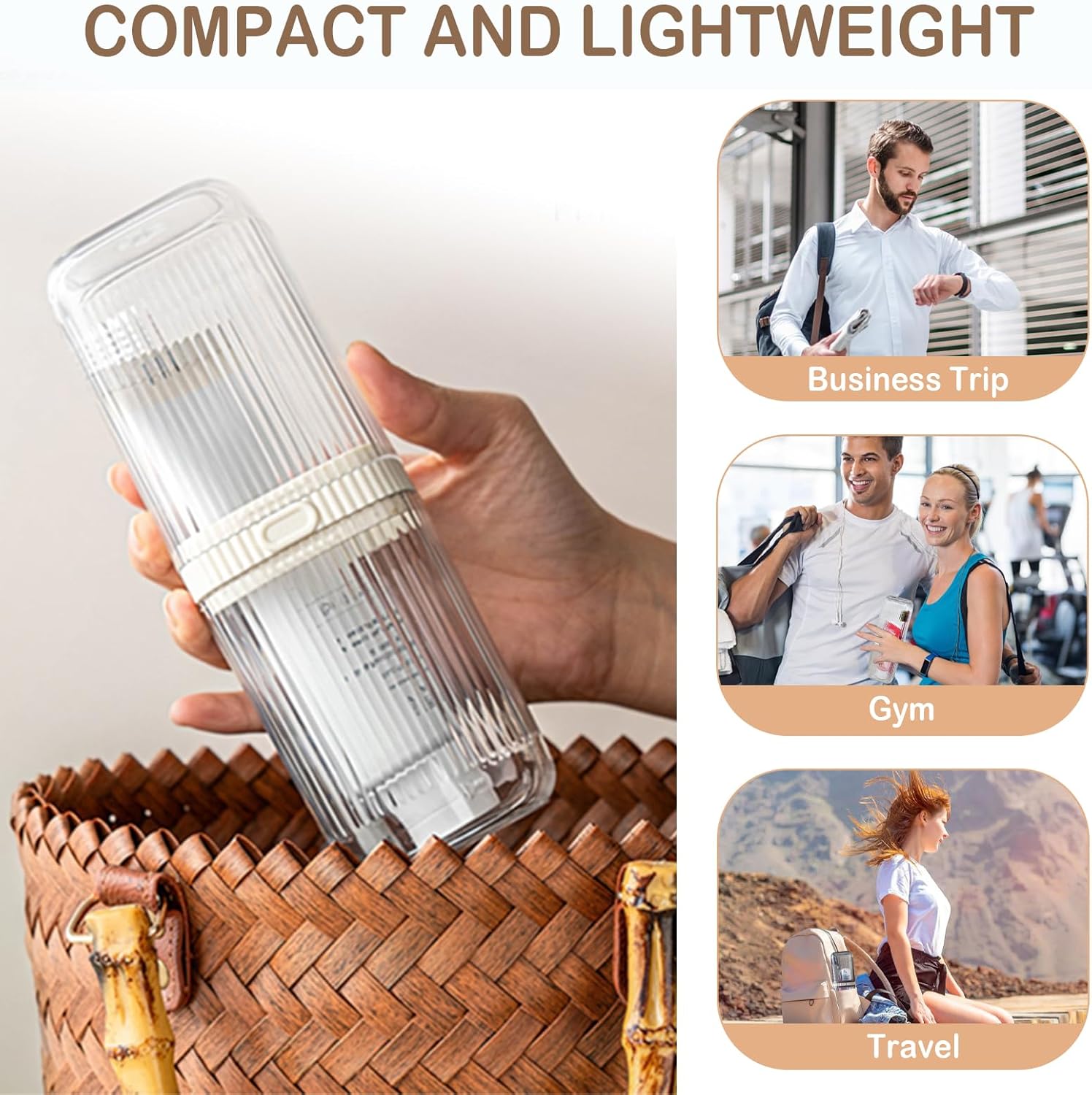 Toothbrush Travel Case, Portable Travel Toothbrush Holder, Large Tooth Brush Travel Case, Travel Toothbrush &Toothpaste Container for Trip, Gym, Hiking, Camping and Bathroom (Clear Grey)