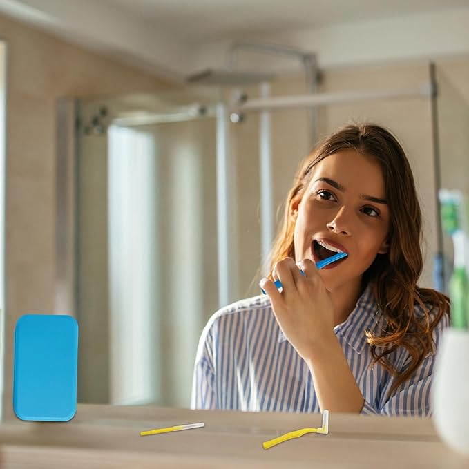 3-Pack Dental Care Kit - Angled Orthodontic Toothbrush, Interdental Brush, and Standard Toothbrush with Travel Case, Soft Bristles for Braces and Teeth Cleaning