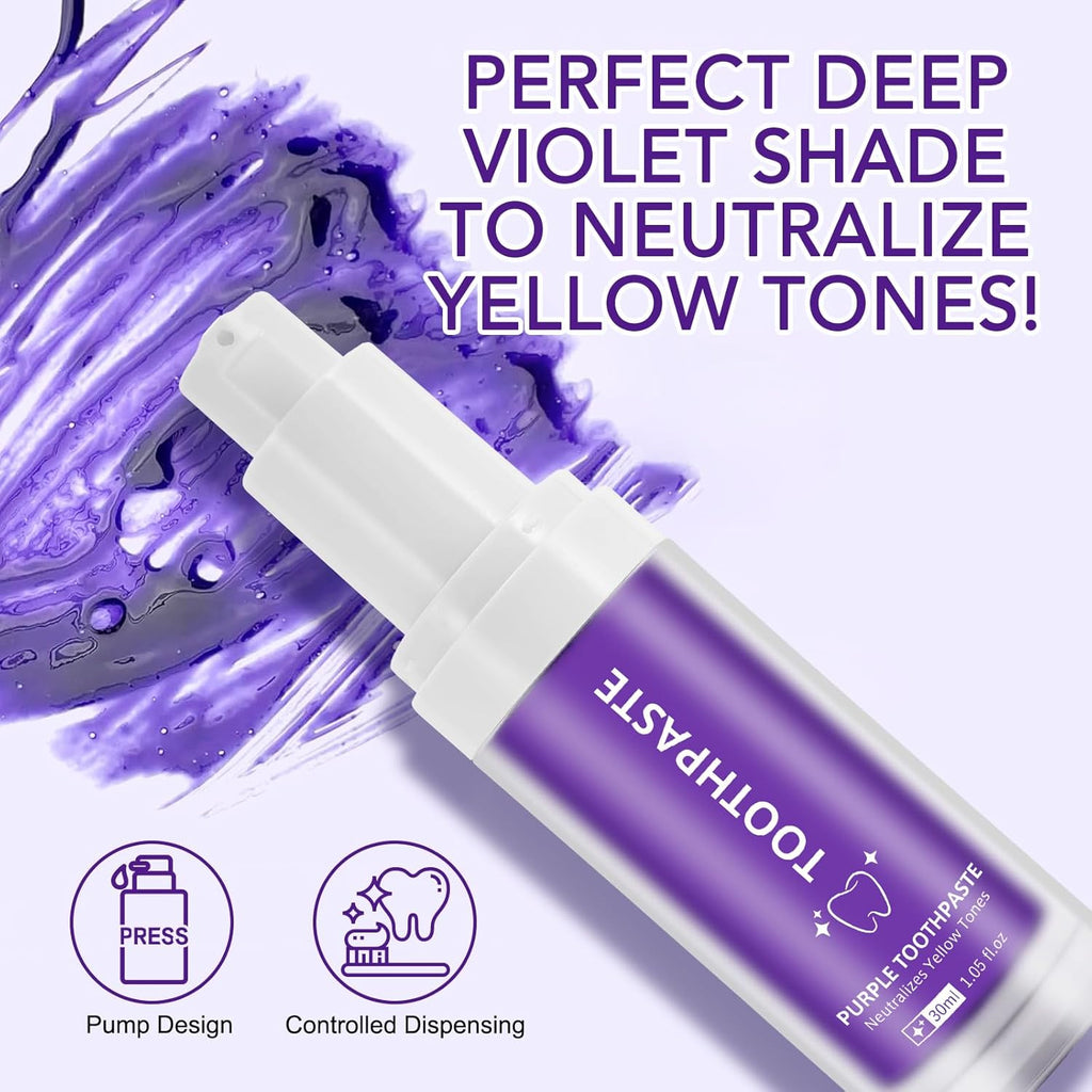 Purple Toothpaste, Teeth Whitening Colour Corrector Toothpaste for Teeth Whitening, Color Correcting Technology, Natural Removal Surface Stain