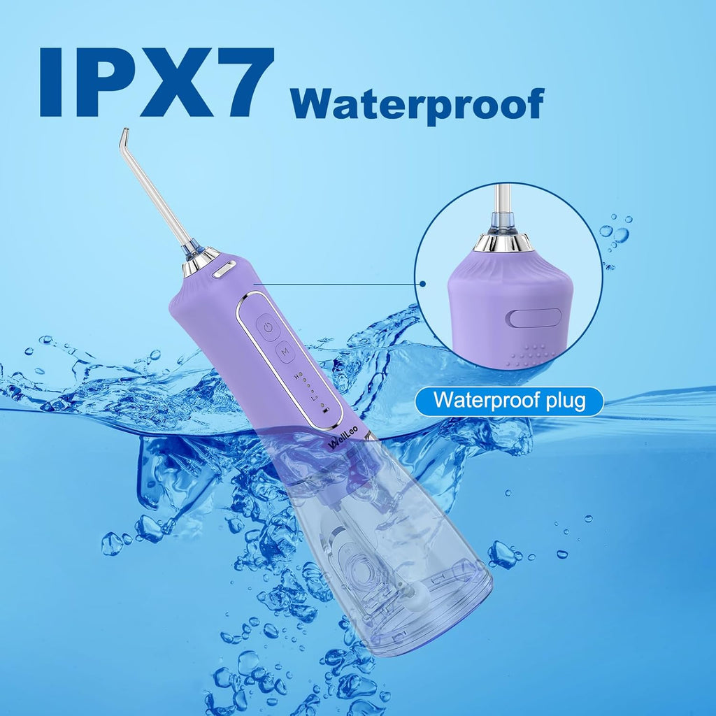 Water Flosser for Teeth, 300ML Cordless Oral Irrigator Rechargeable Dental Flosser Picks with 5 Modes 5 Jet Tips,IPX7 Waterproof Teeth Cleaner for Braces Gum Care, Home Travel Use