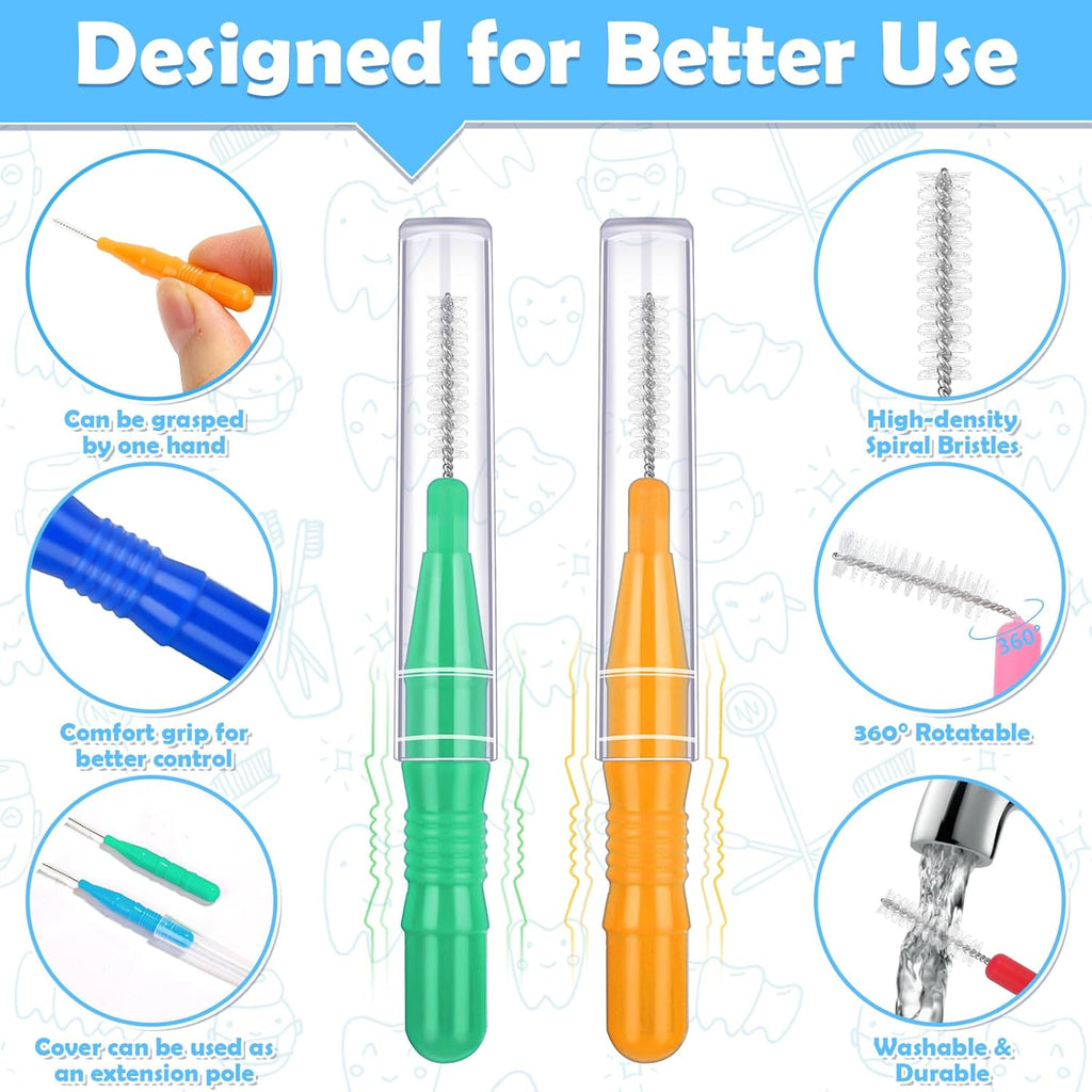 120Pcs Interdental Brushes 3 Sizes, 360° Bendable Soft Bristles Braces Brush Dental Brushes Between Teeth Gum Interdental Brushes for Gum Braces Oral Teeth Cleaning Tool