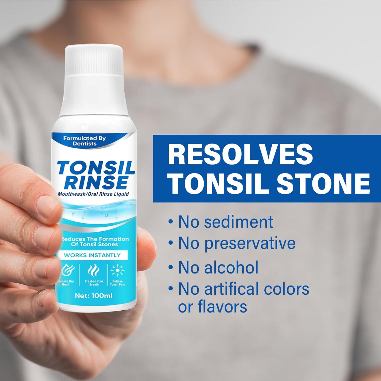 Tonsil Stone Remover, Natural Ingredients Mouthwash or Oral Rinse Liquid to Help Soothe Tonsils, Effectively Soothe Dry Mouth & Freshens Breath Tonsil Stone Mouthwash-Mint